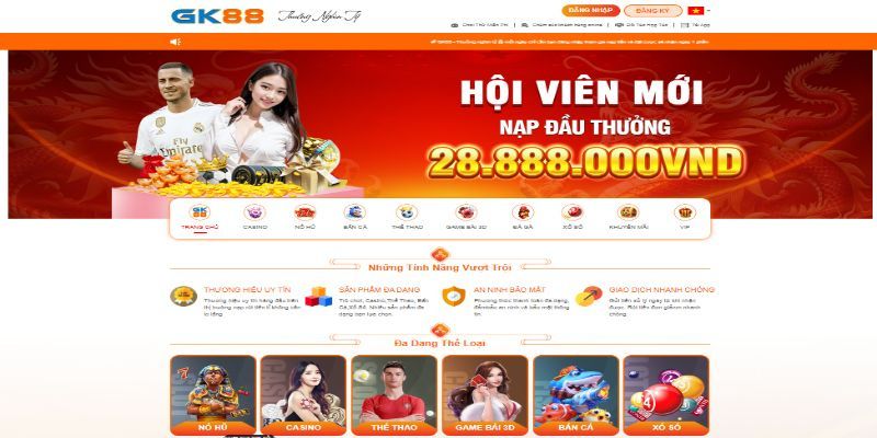 Điểm danh các tựa game cá cược hot có mặt tại casino GK88